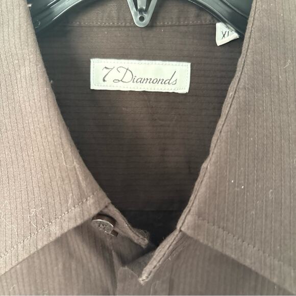 7 Diamonds Shirt XL Brown Button Down Long Sleeve - Picture 2 of 3